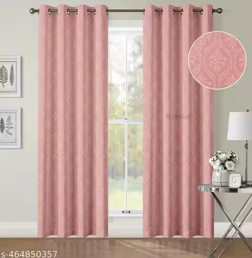 S.K Textile Present Heavy Long Crush Punch Damas Curtain 7 Feet pack of 2 pcs